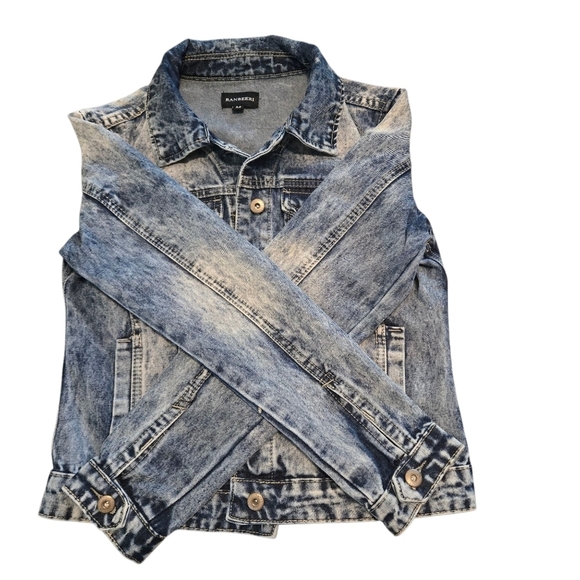 Ranbeeri Blue Stone Wash Denim Jacket 4 Pocket Button Snap Front Women’s M - Picture 3 of 14